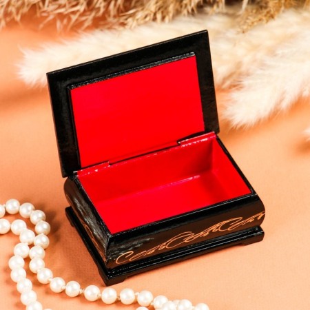 Casket "Bird in Peony", 6 × 9 cm, lacquer miniature-1
