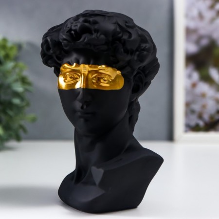 Souvenir Polystone Bust "David with a gold stripe before our eyes" Black 14x10 cm-2