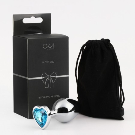 Anal traffic jam-hoods, silver, blue crystal, d = 34 mm-3