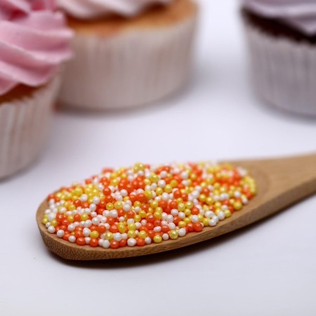 Sprinking confectionery with a soft center "Bead": yellow, orange, silver ", 50 g-1