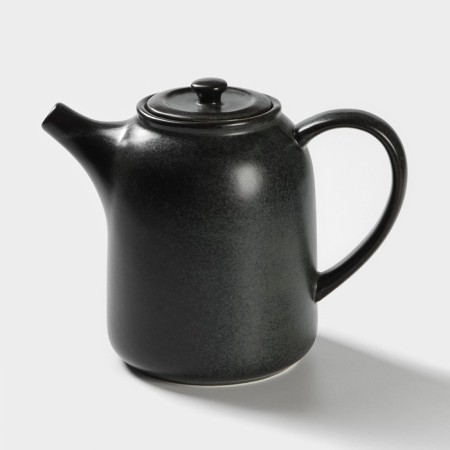 Keramic tea lift set, 6 items: kettle 1 l, 4 circles 250 ml, tray 33 × 20 cm, black color black-4