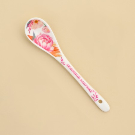 Spoon souvenir "caring grandmother", ceramics, 2.5 x 12.5 cm.-3