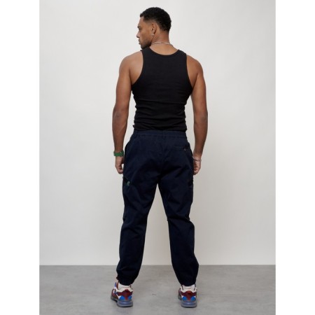 Cargo jeans men, size 52, dark blue color-10