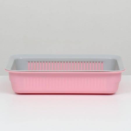 A tray with a grid No. 3, 34 x 25.5 x 7 cm, gray/pink-1