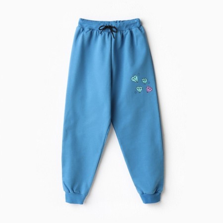 Baby trousers, blue color/diamonds, height 134-140 cm