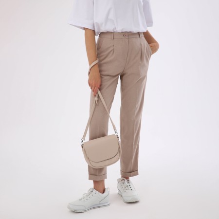 Female bag on a valve, beige color-8