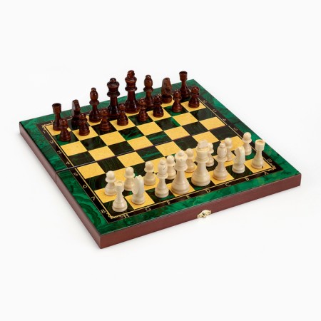 Board game 3 in 1 "Malachite": chess, checkers, backgammon, wood 40 x 40 cm-1