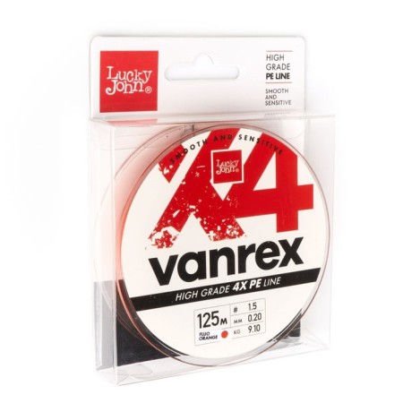 Flaw Lucky John Vanrex X4 Braid Fluo Orange 125 m, 0.20 mm