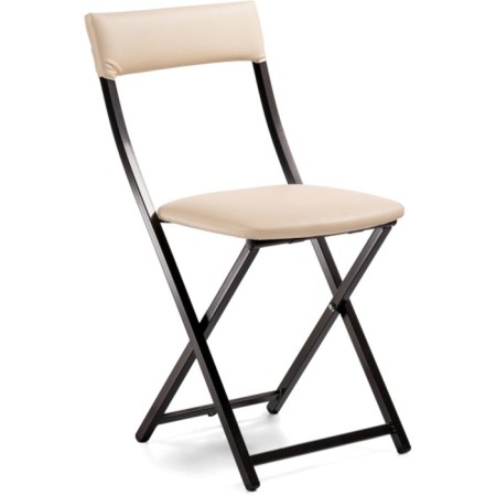 Stool on a metal frame Elevis metal/eco -leather, black/beige 38.5x52.5x77.5 cm