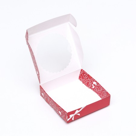 Gift box with a window, red "Holiday" 11.5 x 11.5 x 3 cm-5