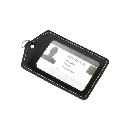 Case for passing, badge with pocket, black smooth-1