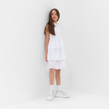 Платье для девочки MINAKU: Cotton collection цвет белый, р-р 134-4