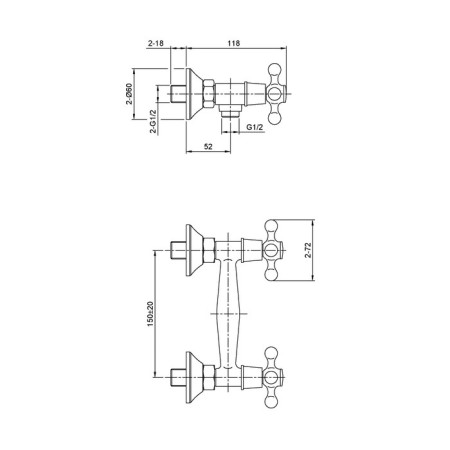 Shower mixer Eleanti Elt4010, two -wound, hose, watering can, bracket, chromium color-1