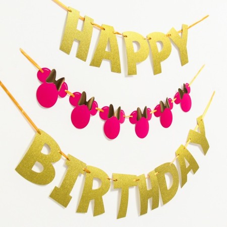 Garland on the tape "Happy Birthday", length 210 cm, Minnie Mouse-2