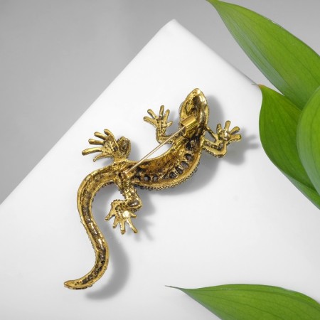 Brooch "Lizard" curved, colored in black gold-1