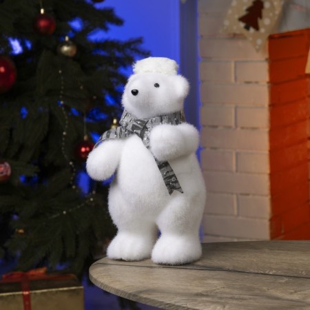 LED figure "Bear in a hat" 18 × 30 × 17 cm, phlock, AAX2 batteries (not complete), glow warm white-1