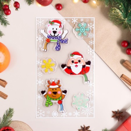 Stickers on the windows "New Year" Bear, Santa Claus, 15 x 25 cm