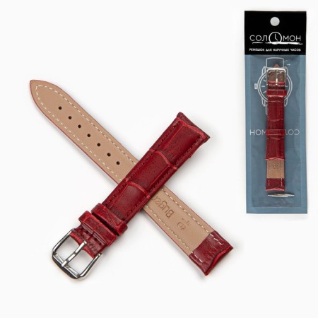 Solomon watch strap 16 mm, genuine leather, L-20 cm, red-brown