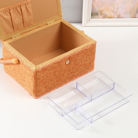 Casket for needlework "Green-orange" 19x26x14.5 cm-3