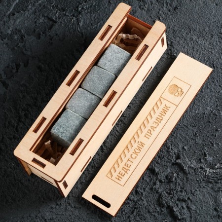 Woods for whiskey in a wooden box with a lid "Nonth holiday", 4 pcs-2