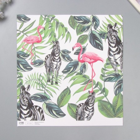 Flamingo and zebra scrapbooking paper density 180 grams set 5 pcs 30.5x32 cm-2