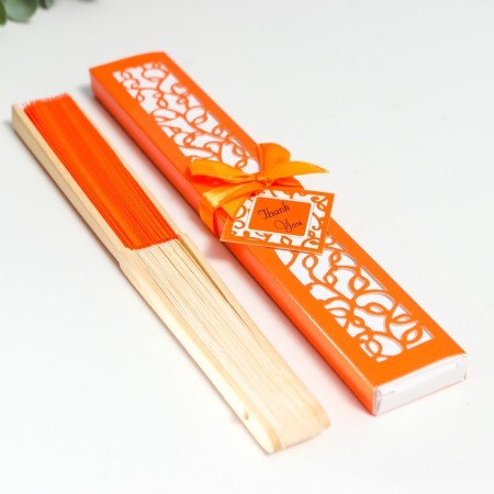Fan Bamboo, Textile H = 21 cm "Monocet" in the box, orange-6