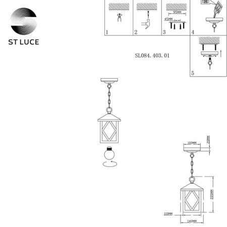 Street START LUCE ST LUCE. SL084.403.01. Lorne. 1x60 W, E27, 20x14.4x22.5 cm, black color-9