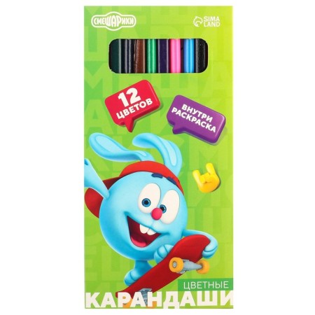 Pencils of colored 12 colors, sharpened, hexagonal, cardboard packaging, euro suspension, mixeri-6