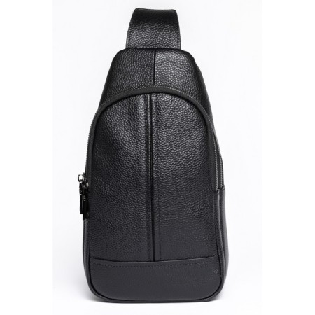 Male sling bag, genuine leather, de-gosa black, 15x7x28 cm