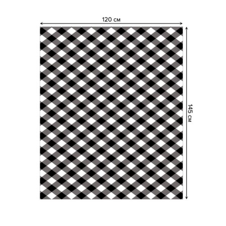 Black and white cage tablecloth, rectangular, Saten, size 120x145 cm-1