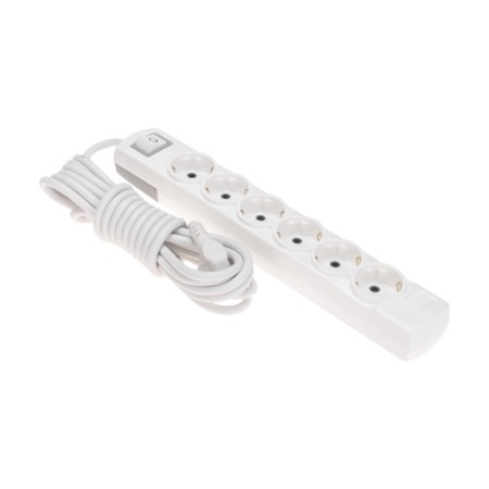 Extension cord Premium 6 nests, 5m, 3x1.5mm², s/s, with a switch, white rexant