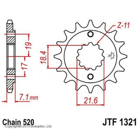 Front star, host JTF1321, steel, chain 520, 13 teeth