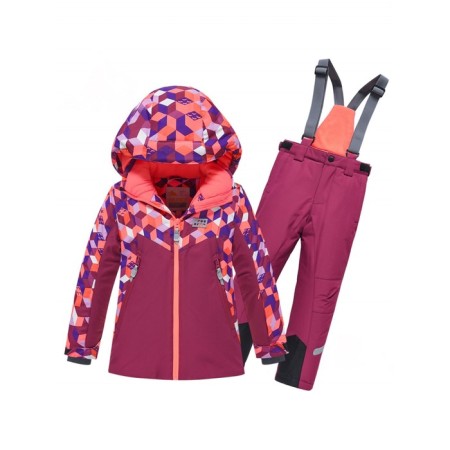 Ski costume for a girl, height 110 cm, burgundy color