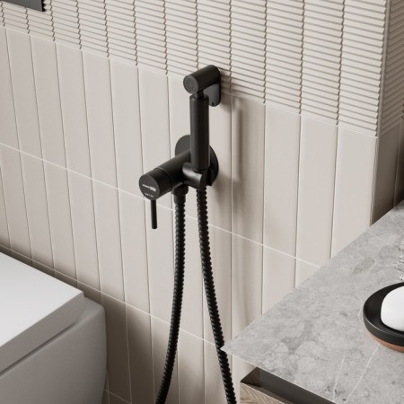 Shower mixer Wasserkraft A70638, single -leaf, hygienic watering can, black-1