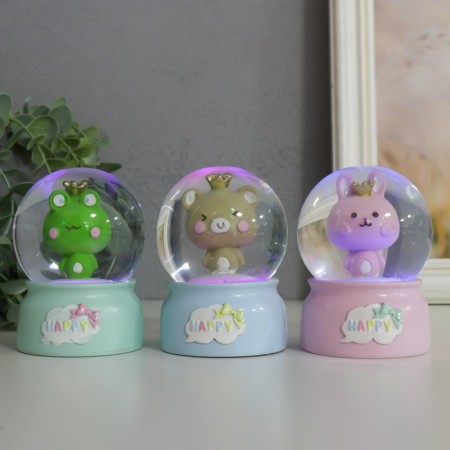 Souvenir Polystone Water Ball Light "Happy Beast" MIX 6x6x8.5 cm-1