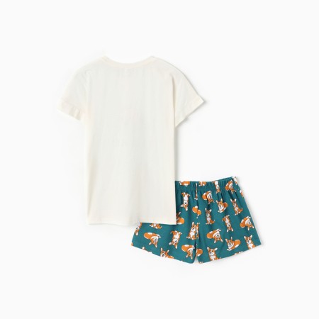 Female Corgi Set (T -shirt, Shorts), white/green color, size 46-4