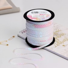 Sequins on threads, mother -of -pearl, 6 mm, 91 ± 1 m, white color No. 51