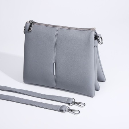 Cross-Bodi Bag on a zipper, 2 outer pockets, color gray color-5