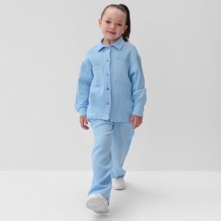 Костюм (рубашка и брюки) детский KAFTAN "Муслин", р.28 (86-92см) голубой-4