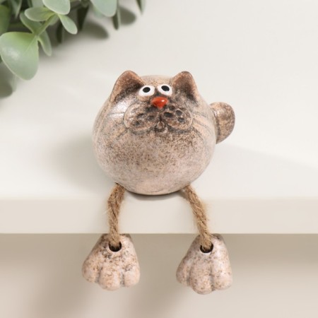 Souvenir Ceramics "Round cat with hanging paws" 4.9x4.8x5.3 cm