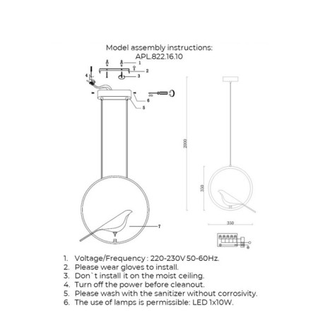 Suspended lamp ASTOR LED 3000K-11