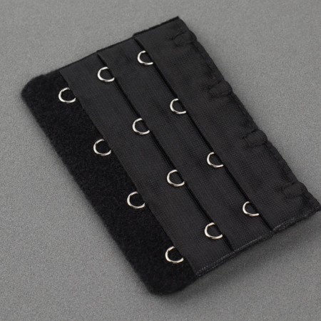 Backfill clip for a bra, 3 rows 4 hooks, 5 × 7.5 cm, 3 pcs, white/beige color/black-6