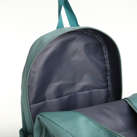 School backpack from textiles, 3 pockets, turquoise color-5