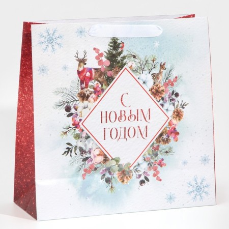 Laminated square Snow, 30 x 30 x 12 cm, new year-3