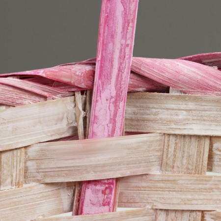 Wicker basket, d21 x 10/34 cm, pink, bamboo-3