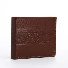 Male purse without a fastener, department for bills, for maps, color light brown