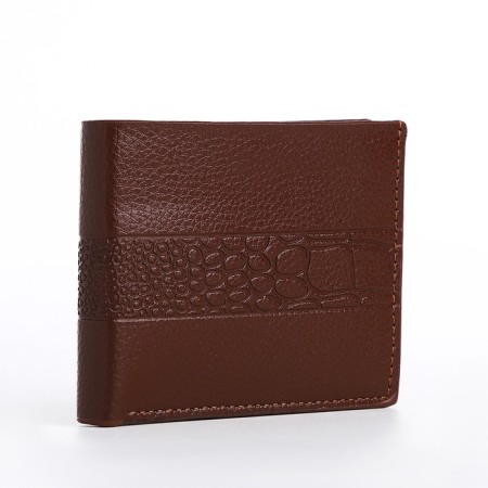 Male purse without a fastener, department for bills, for maps, color light brown