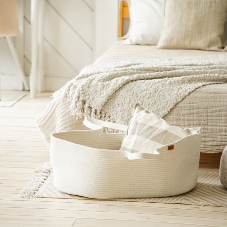SL Home storage basket, wicker, handmade, 70 × 40 × 24 cm, white color-6