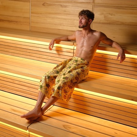 A towel for a bath "with a light steam" husband. Kilt, 75x150 cm, cotton, waffle canvas