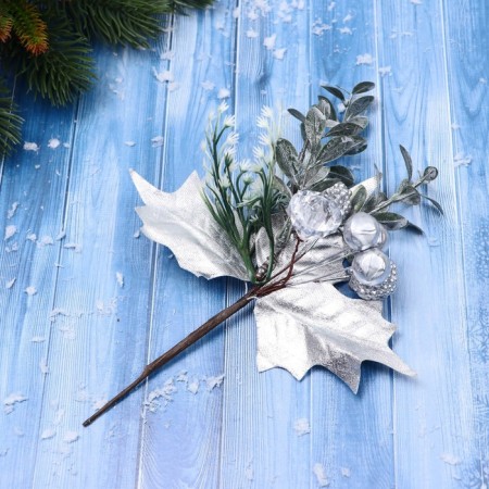 Decor "Winter Dreams" Cloudberry Leaves of the Berry in silver, 19 cm-2